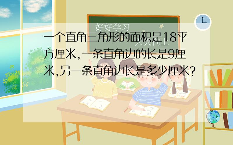 一个直角三角形的面积是18平方厘米,一条直角边的长是9厘米,另一条直角边长是多少厘米?