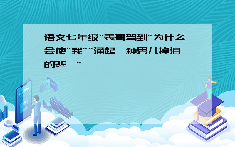 语文七年级“表哥驾到”为什么会使“我”“涌起一种男儿掉泪的悲怆”