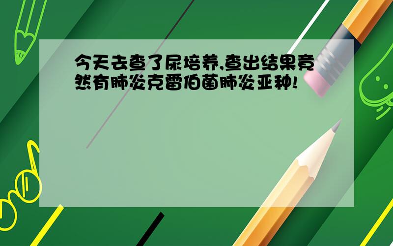 今天去查了尿培养,查出结果竟然有肺炎克雷伯菌肺炎亚种!