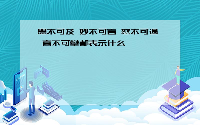 愚不可及 妙不可言 怒不可遏 高不可攀都表示什么