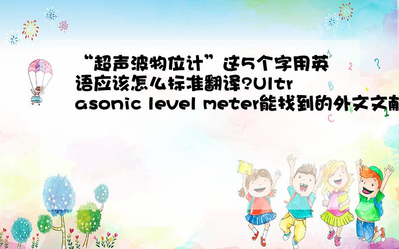 “超声波物位计”这5个字用英语应该怎么标准翻译?Ultrasonic level meter能找到的外文文献比较少