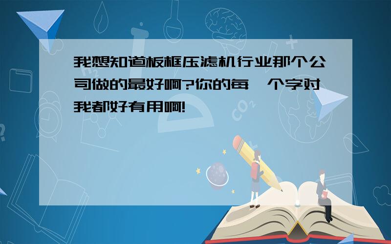 我想知道板框压滤机行业那个公司做的最好啊?你的每一个字对我都好有用啊!