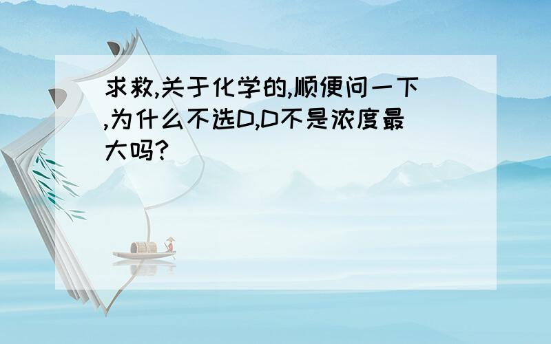 求救,关于化学的,顺便问一下,为什么不选D,D不是浓度最大吗?