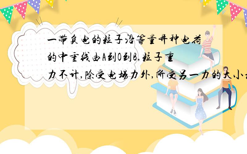一带负电的粒子沿等量异种电荷的中垂线由A到O到B,粒子重力不计,除受电场力外,所受另一力的大小和方向的