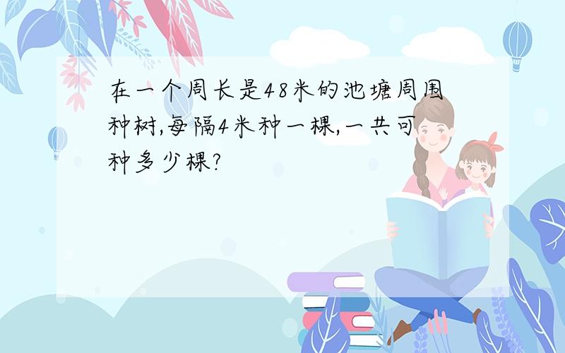 在一个周长是48米的池塘周围种树,每隔4米种一棵,一共可种多少棵?