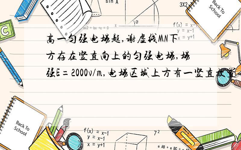 高一匀强电场题,谢虚线MN下方存在竖直向上的匀强电场,场强E=2000v/m,电场区域上方有一竖直放置长为0.5m的绝缘