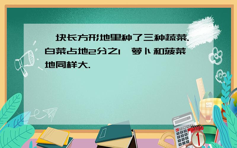 一块长方形地里种了三种蔬菜.白菜占地2分之1,萝卜和菠菜地同样大.