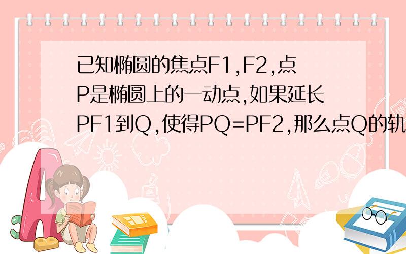 已知椭圆的焦点F1,F2,点P是椭圆上的一动点,如果延长PF1到Q,使得PQ=PF2,那么点Q的轨迹是?