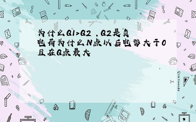 为什么Q1>Q2 ,Q2是负电荷为什么N点以后电势大于0且在Q点最大