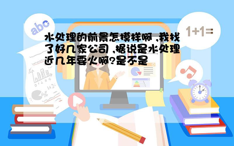 水处理的前景怎摸样啊 ,我找了好几家公司 ,据说是水处理近几年要火啊?是不是