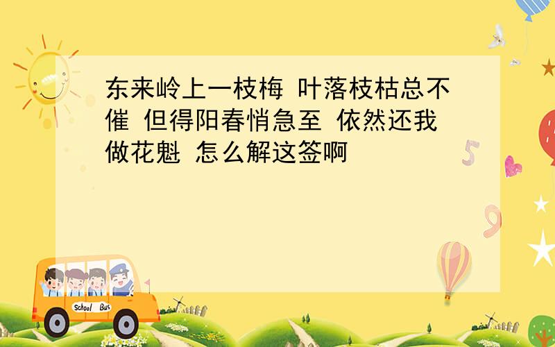 东来岭上一枝梅 叶落枝枯总不催 但得阳春悄急至 依然还我做花魁 怎么解这签啊