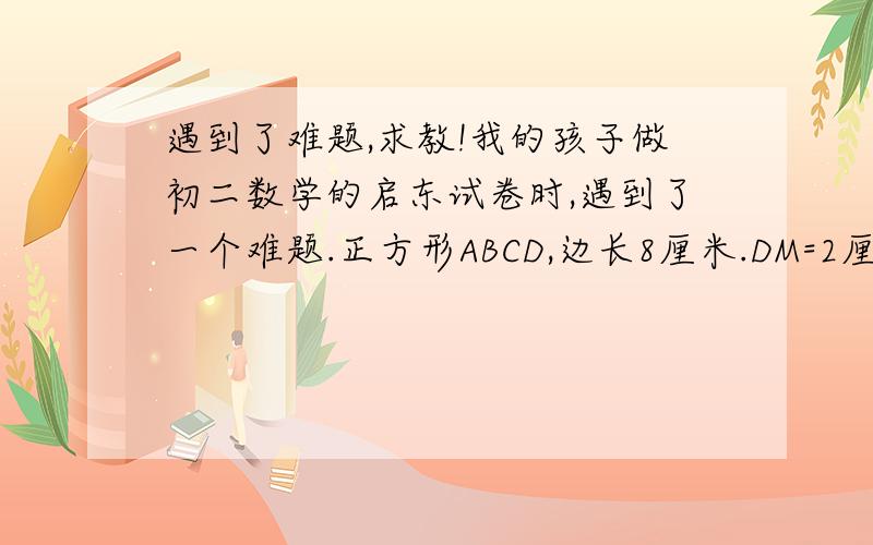 遇到了难题,求教!我的孩子做初二数学的启东试卷时,遇到了一个难题.正方形ABCD,边长8厘米.DM=2厘米.在AC上任取