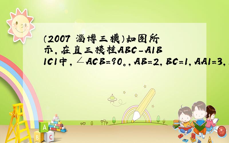 （2007•淄博三模）如图所示，在直三棱柱ABC-A1B1C1中，∠ACB=90°，AB=2，BC=1，AA1=3，D为