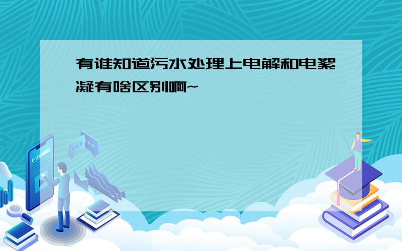 有谁知道污水处理上电解和电絮凝有啥区别啊~