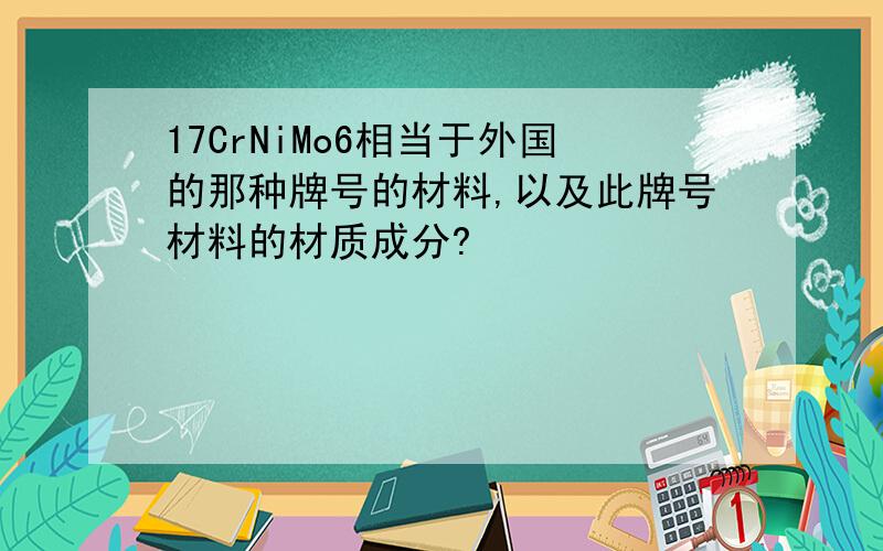 17CrNiMo6相当于外国的那种牌号的材料,以及此牌号材料的材质成分?