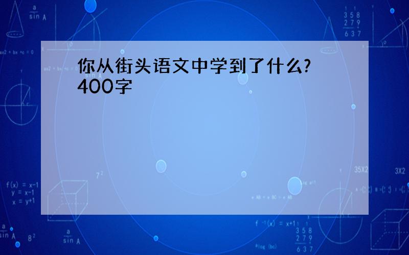 你从街头语文中学到了什么? 400字