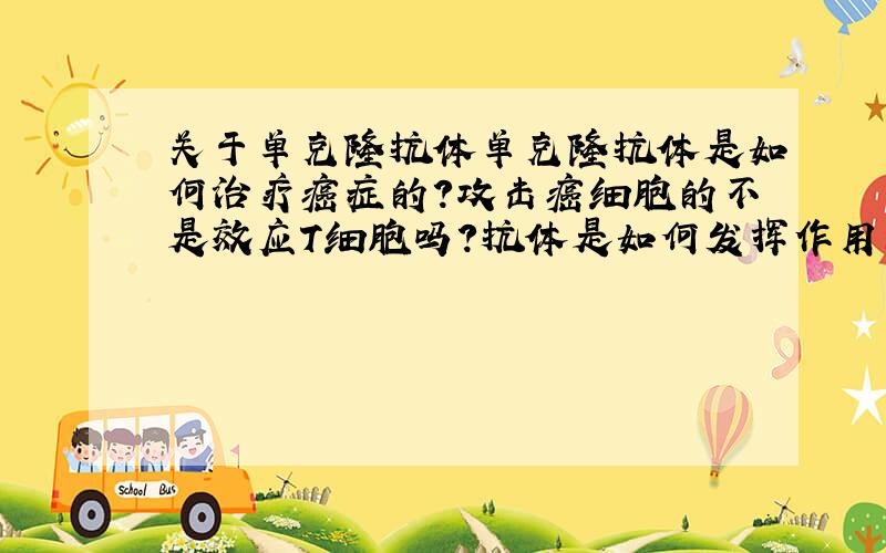 关于单克隆抗体单克隆抗体是如何治疗癌症的?攻击癌细胞的不是效应T细胞吗?抗体是如何发挥作用的?