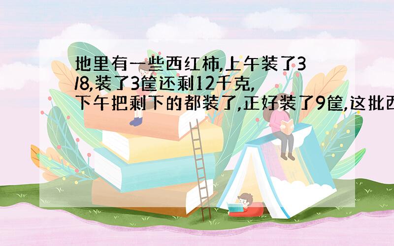 地里有一些西红柿,上午装了3/8,装了3筐还剩12千克,下午把剩下的都装了,正好装了9筐,这批西红柿一共有多少千克?