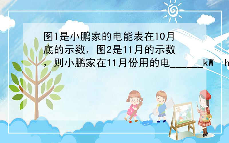 图1是小鹏家的电能表在10月底的示数，图2是11月的示数，则小鹏家在11月份用的电______kW•h；若电费是0.55