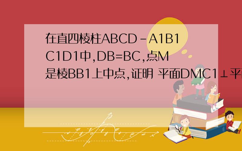 在直四棱柱ABCD-A1B1C1D1中,DB=BC,点M是棱BB1上中点,证明 平面DMC1⊥平面CC1D1D