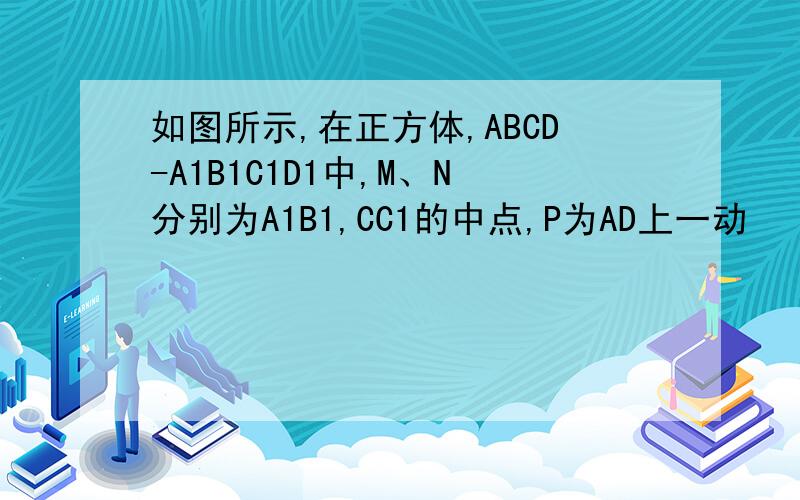 如图所示,在正方体,ABCD-A1B1C1D1中,M、N分别为A1B1,CC1的中点,P为AD上一动