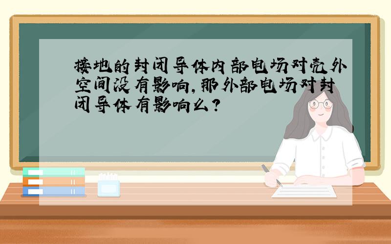 接地的封闭导体内部电场对壳外空间没有影响,那外部电场对封闭导体有影响么?