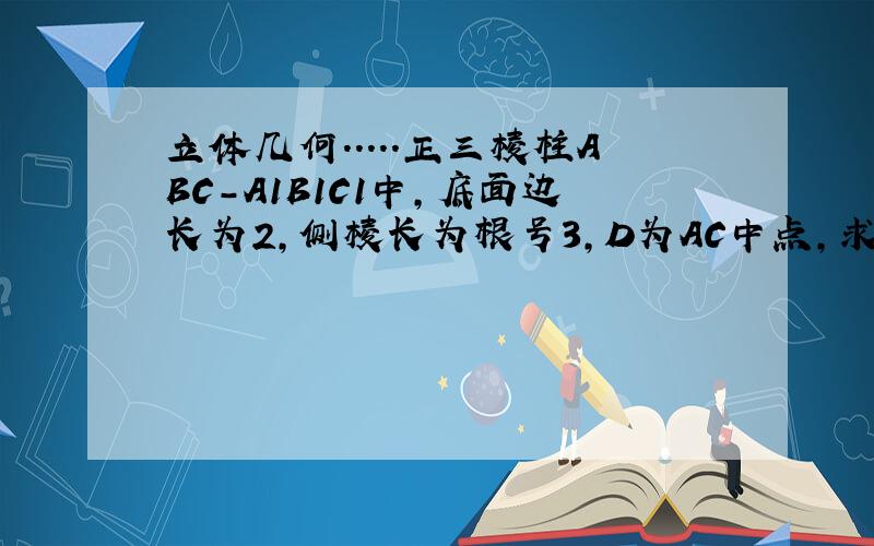 立体几何.....正三棱柱ABC-A1B1C1中,底面边长为2,侧棱长为根号3,D为AC中点,求证B1C平行于面A1BD