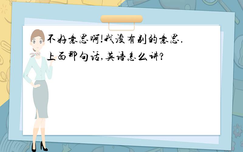 不好意思啊!我没有别的意思.上面那句话,英语怎么讲?