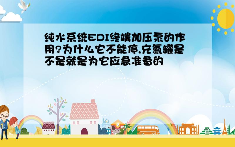 纯水系统EDI终端加压泵的作用?为什么它不能停,充氮罐是不是就是为它应急准备的