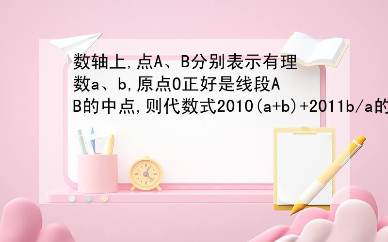 数轴上,点A、B分别表示有理数a、b,原点O正好是线段AB的中点,则代数式2010(a+b)+2011b/a的值等于__