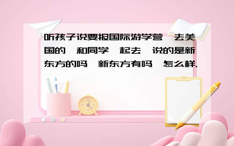 听孩子说要报国际游学营,去美国的,和同学一起去,说的是新东方的吗,新东方有吗,怎么样.