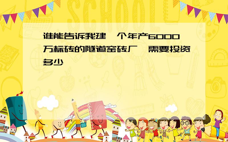 谁能告诉我建一个年产6000万标砖的隧道窑砖厂,需要投资多少