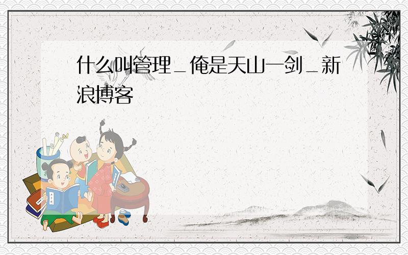 什么叫管理_俺是天山一剑_新浪博客