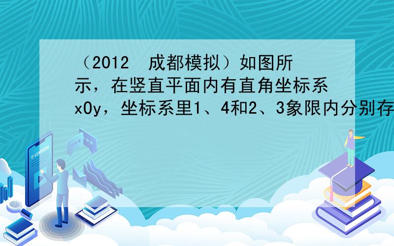 （2012•成都模拟）如图所示，在竖直平面内有直角坐标系xOy，坐标系里1、4和2、3象限内分别存在大小相等，方向相反的