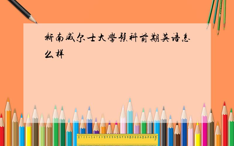 新南威尔士大学预科前期英语怎么样