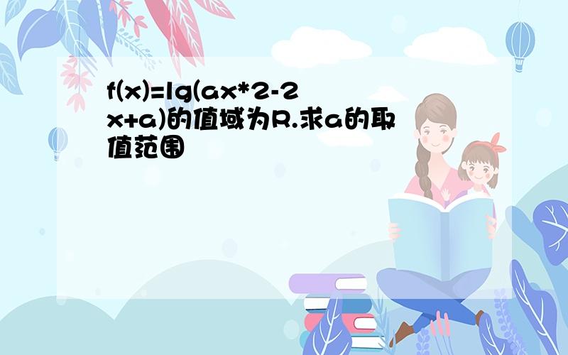 f(x)=lg(ax*2-2x+a)的值域为R.求a的取值范围