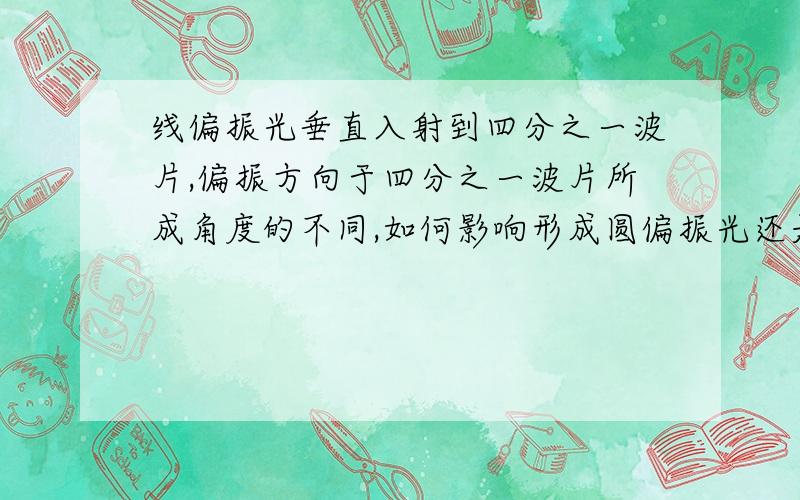 线偏振光垂直入射到四分之一波片,偏振方向于四分之一波片所成角度的不同,如何影响形成圆偏振光还是椭圆偏振光的呢?是方向还是