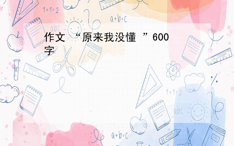 作文 “原来我没懂 ”600字