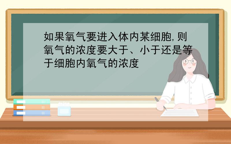 如果氧气要进入体内某细胞,则氧气的浓度要大于、小于还是等于细胞内氧气的浓度