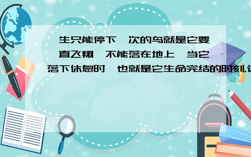 一生只能停下一次的鸟就是它要一直飞翔、不能落在地上、当它落下休息时、也就是它生命完结的时刻.这是什么鸟啊?