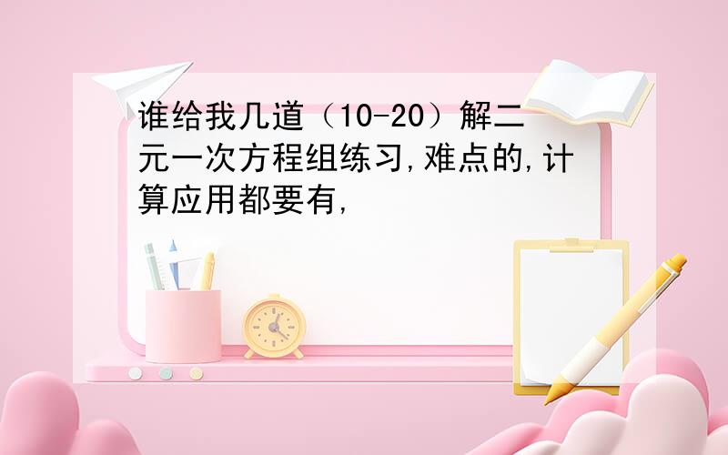 谁给我几道（10-20）解二元一次方程组练习,难点的,计算应用都要有,