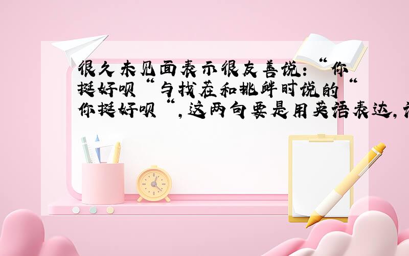 很久未见面表示很友善说：＂你挺好呗＂与找茬和挑衅时说的＂你挺好呗＂,这两句要是用英语表达,语气或语句会有什么不同?