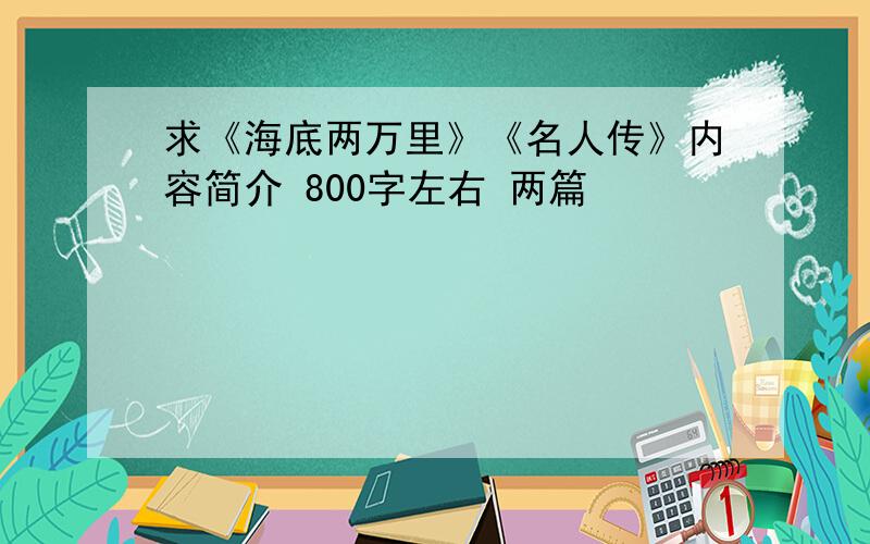 求《海底两万里》《名人传》内容简介 800字左右 两篇