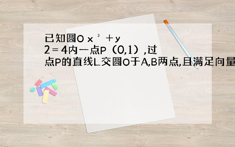 已知圆O x²＋y2＝4内一点P（0,1）,过点P的直线L交圆O于A,B两点,且满足向量AP＝λ