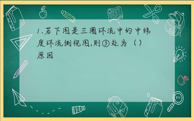 1.若下图是三圈环流中的中纬度环流侧视图,则③处为（） 原因