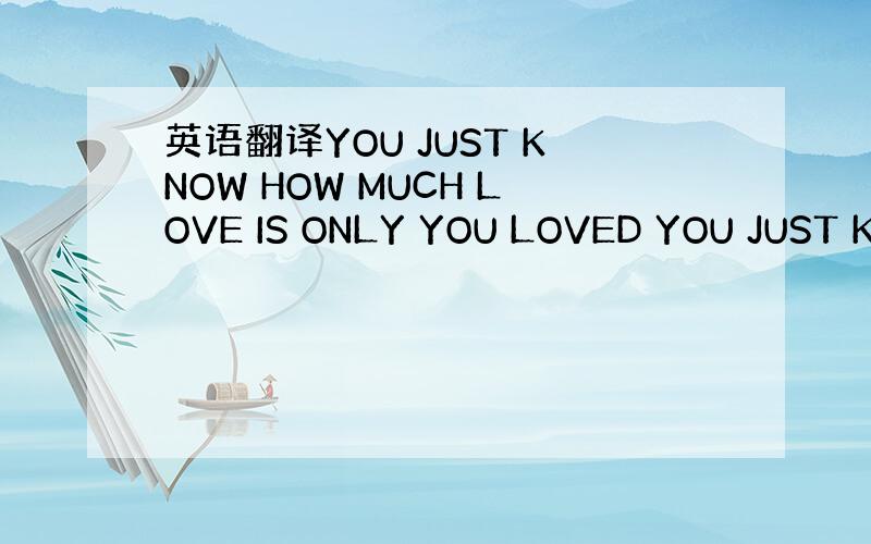 英语翻译YOU JUST KNOW HOW MUCH LOVE IS ONLY YOU LOVED YOU JUST K