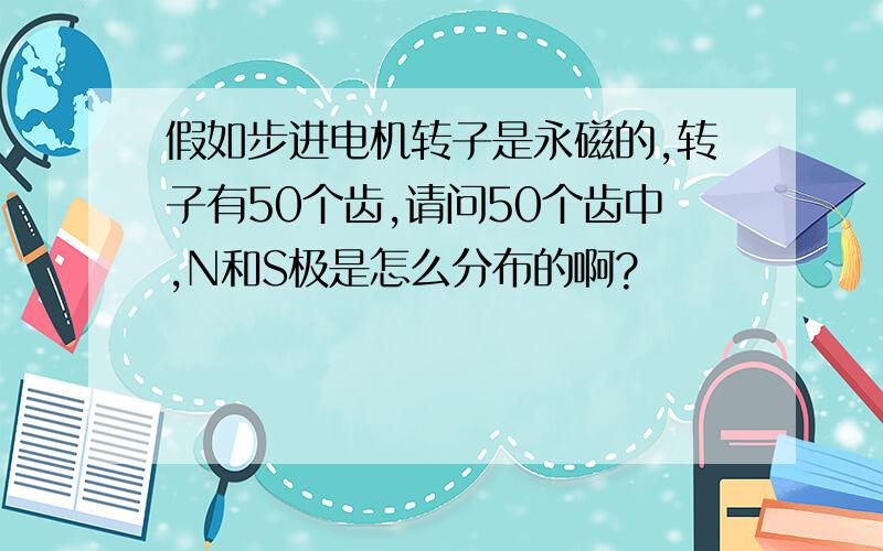 假如步进电机转子是永磁的,转子有50个齿,请问50个齿中,N和S极是怎么分布的啊?