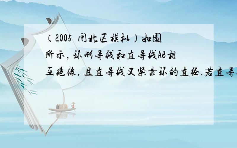 （2005•闸北区模拟）如图所示，环形导线和直导线AB相互绝缘，且直导线又紧靠环的直径．若直导线被固定不动，则两者通以图