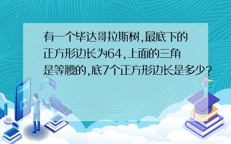 有一个毕达哥拉斯树,最底下的正方形边长为64,上面的三角是等腰的,底7个正方形边长是多少?