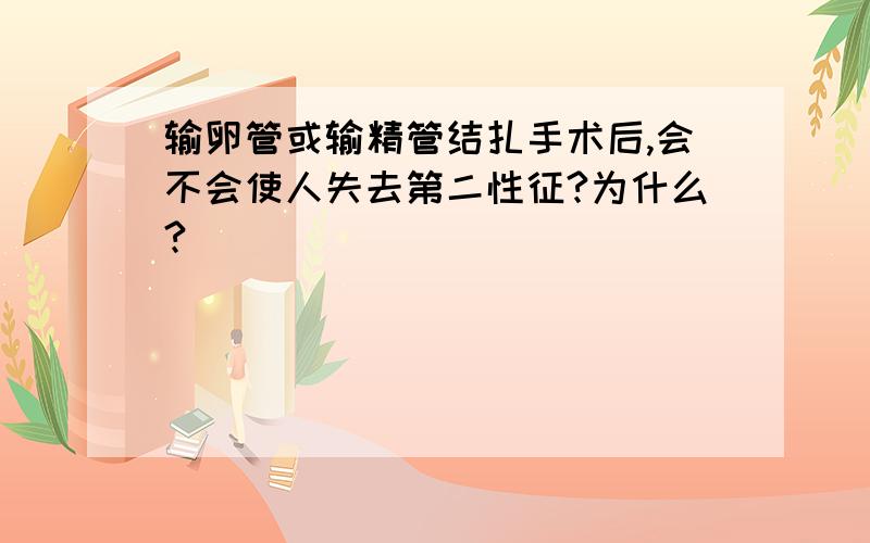 输卵管或输精管结扎手术后,会不会使人失去第二性征?为什么?